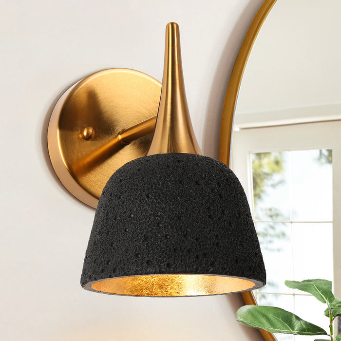 Contia 1-Light Black and Brass Wall Sconce
