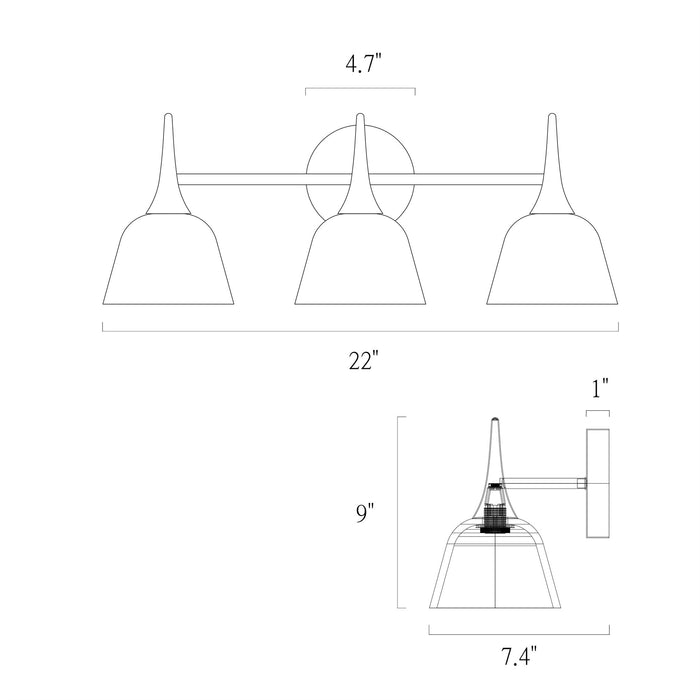 Contia 3-Light Black and Brass Bathroom Vanity Light