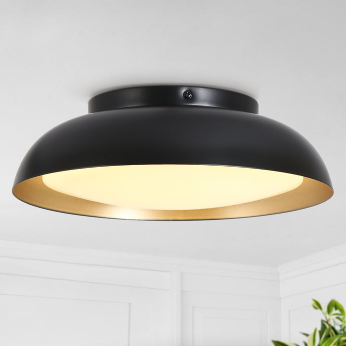 Xalina 1-Light LED Black and Gold Flush Mount Light