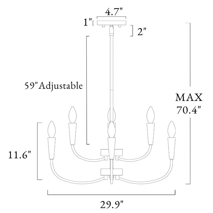 Trucati 6-Light Black Chandelier