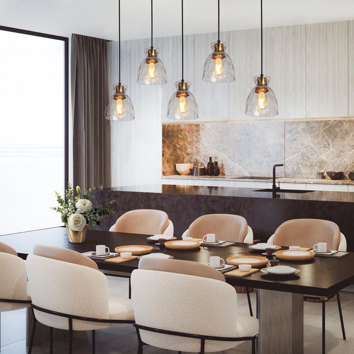 Ravilen 5-Light Black and Brass Island Light