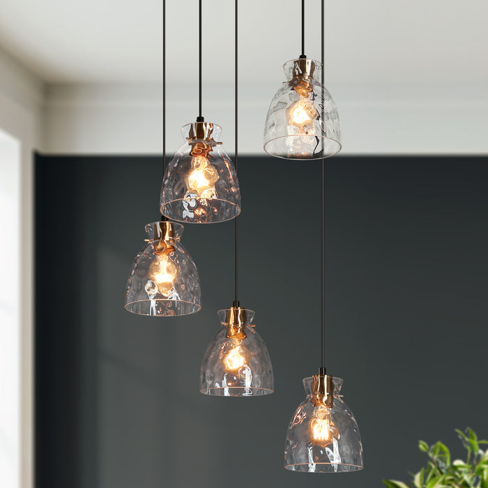Ravilen 5-Light Black and Brass Chandelier