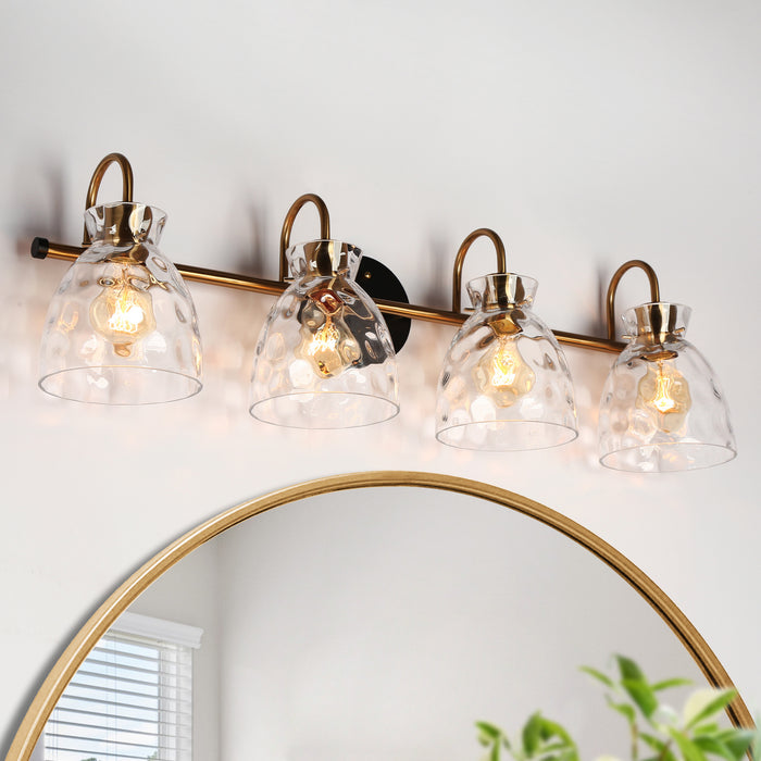 Ravilen 4-Light Black and Brass Bathroom Vanity Light