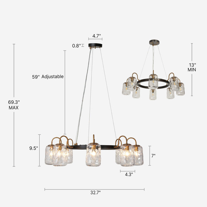 Erhart 8-Light Black and Brass Chandeliers