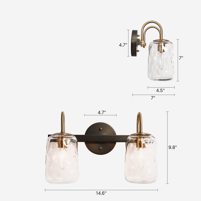 Erhart 2-Light Black and Brass Bathroom Vanity Lights