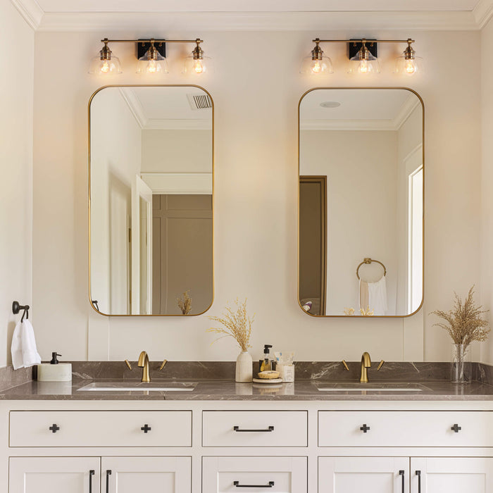 Laiger 3-Light Black and Brass Bathroom Vanity Light
