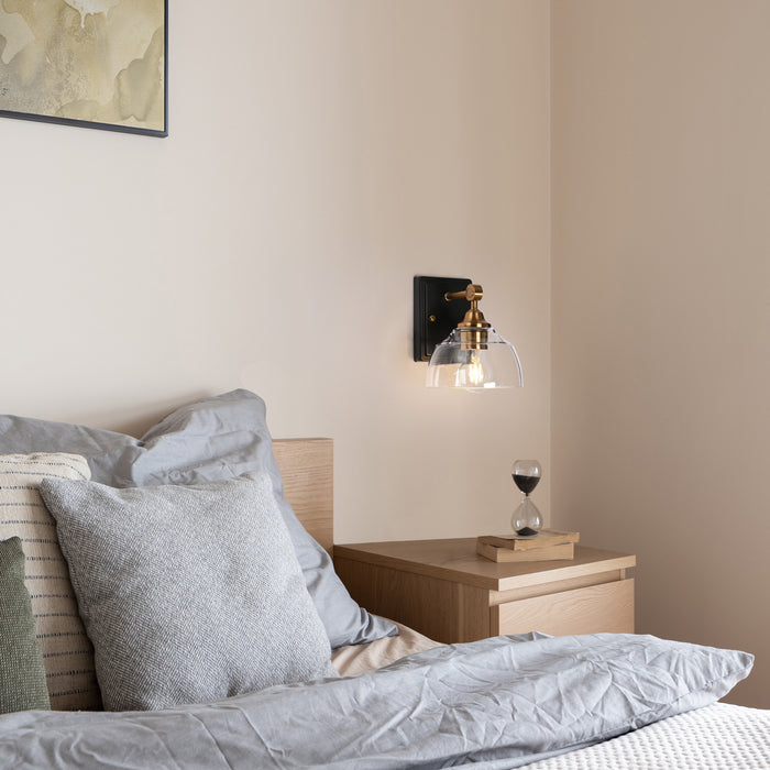 Laiger 1-Light Black and Brass Wall Sconce