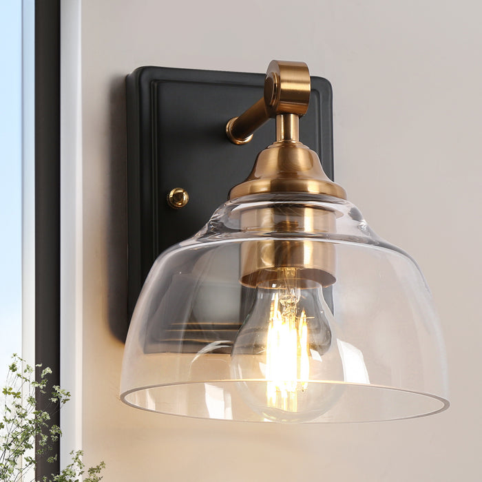 Laiger 1-Light Black and Brass Wall Sconce