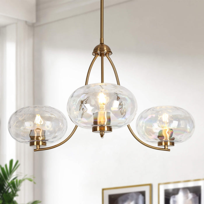Teveris 3-Light Brass Glass Radial Chandelier