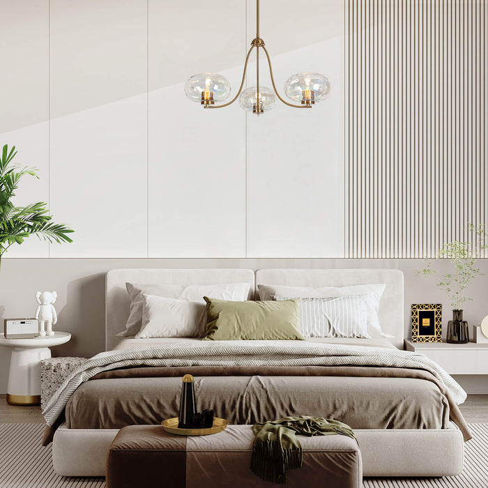 Teveris 3-Light Brass Glass Radial Chandelier