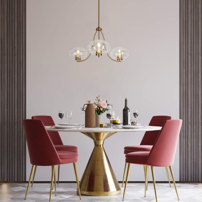 Teveris 3-Light Brass Glass Radial Chandelier