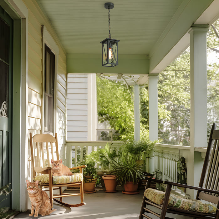Saturna 1-Light Black Outdoor Pendant Light