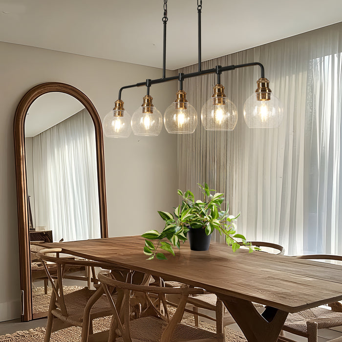 Wynlise 5-Light Black and Brass Island Light