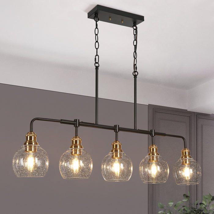 Wynlise 5-Light Black and Brass Island Light