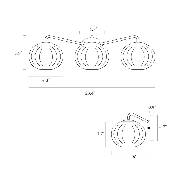 Briefbe 3-Light Brass Bathroom Vanity Light