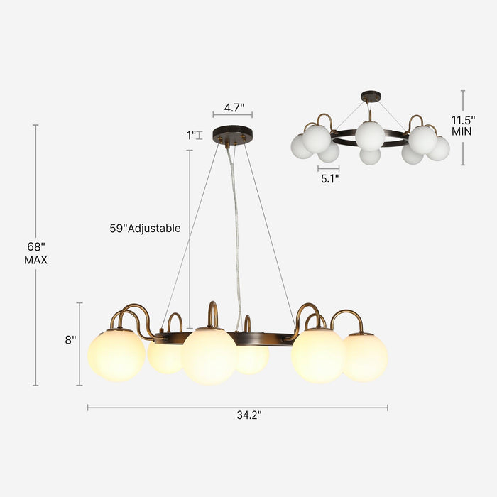 Aladari 8-Light Black and Brass Chandeliers