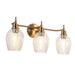 3-Light Modern Gold Cracked Glass Vanity Light - Belles Lighting