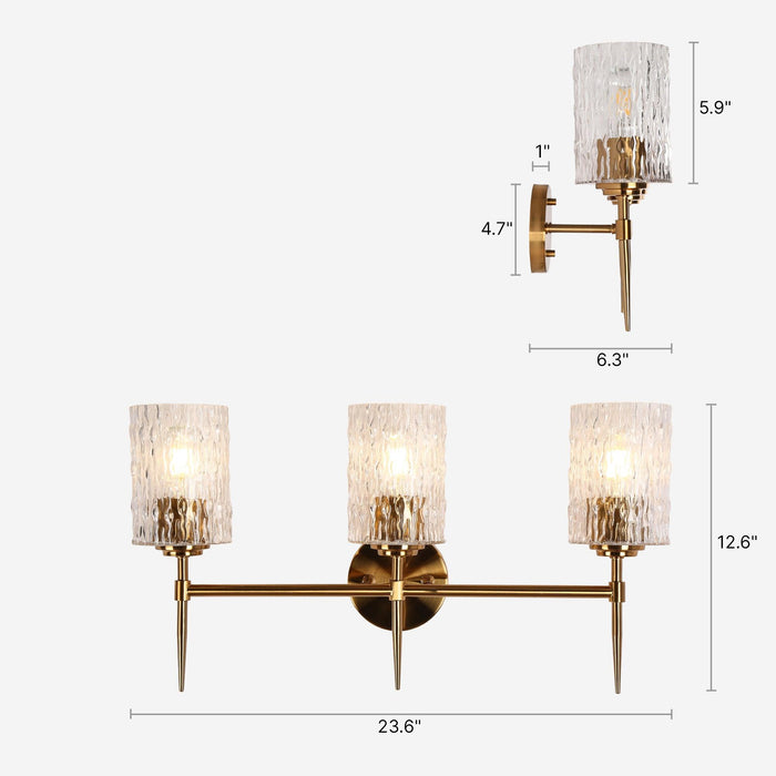 Everard 3-Light Brass Bathroom Vanity Lights