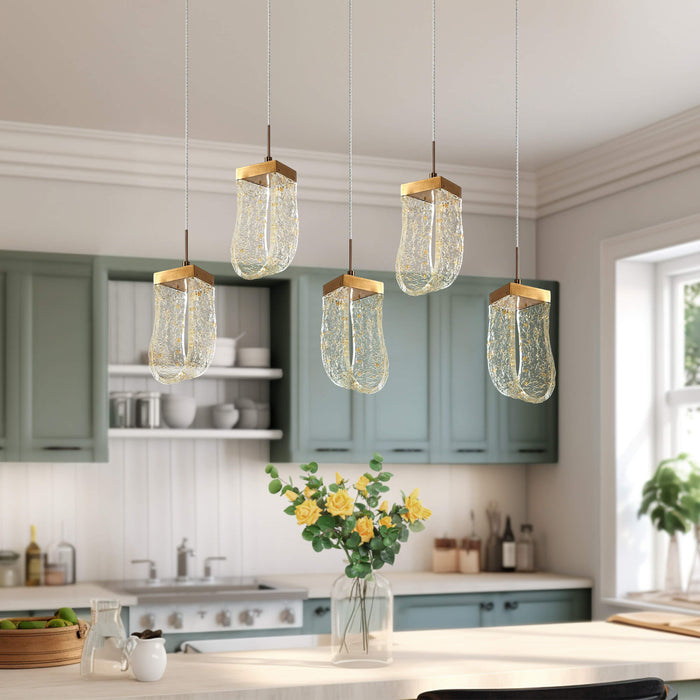 Velanya 5-Light LED Brass Island Lights