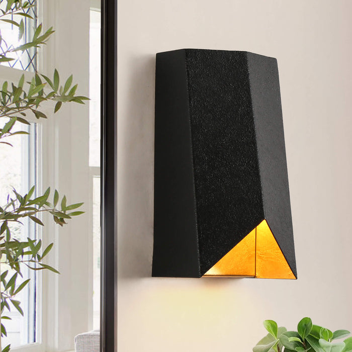 Zalvior 1-Light Black and Gold Wall Sconce