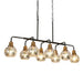 8-Light Black Gold Linear Glass Island Chandelier - Belles Lighting