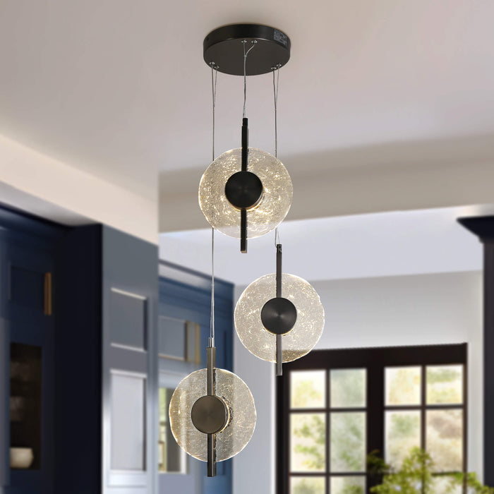 Jovelis 3-Light LED Black Chandelier