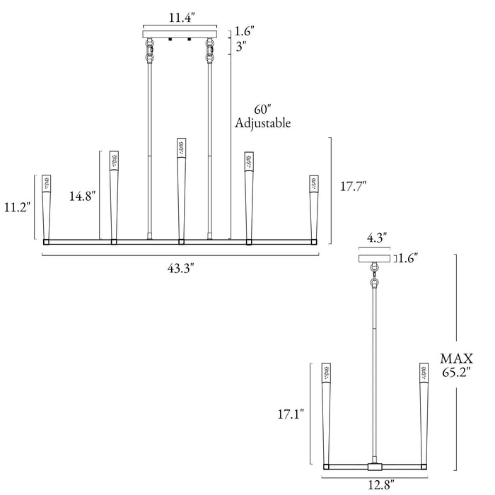 Raviron 10-Light LED Brass Island Lights