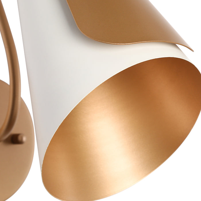 Charof 1-Light White and Gold Cone Wall Sconce