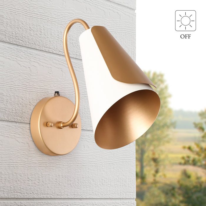 Charof 1-Light White and Gold Cone Wall Sconce