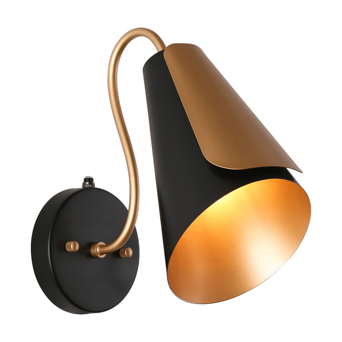 Charof 1-Light White and Gold Cone Wall Sconce