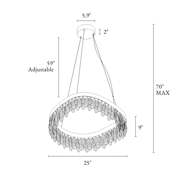 Wenlisa 1-Light LED Brass Chandelier