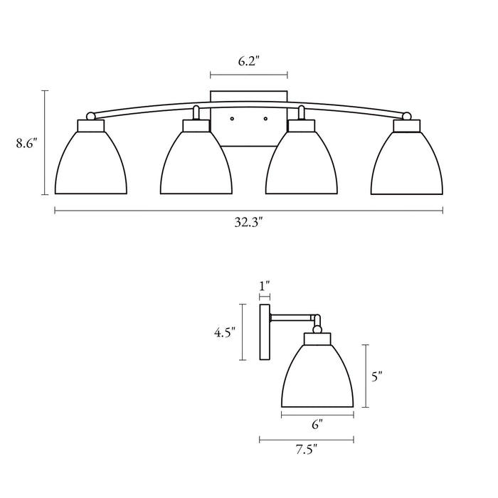 Guayaba 4-Light Black and Brass Bathroom Vanity Light
