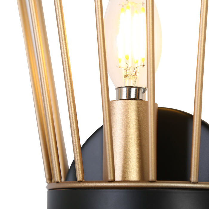 Maviryn 2-Light Black and Gold Wall Sconce