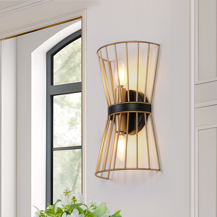 Maviryn 2-Light Black and Gold Wall Sconce
