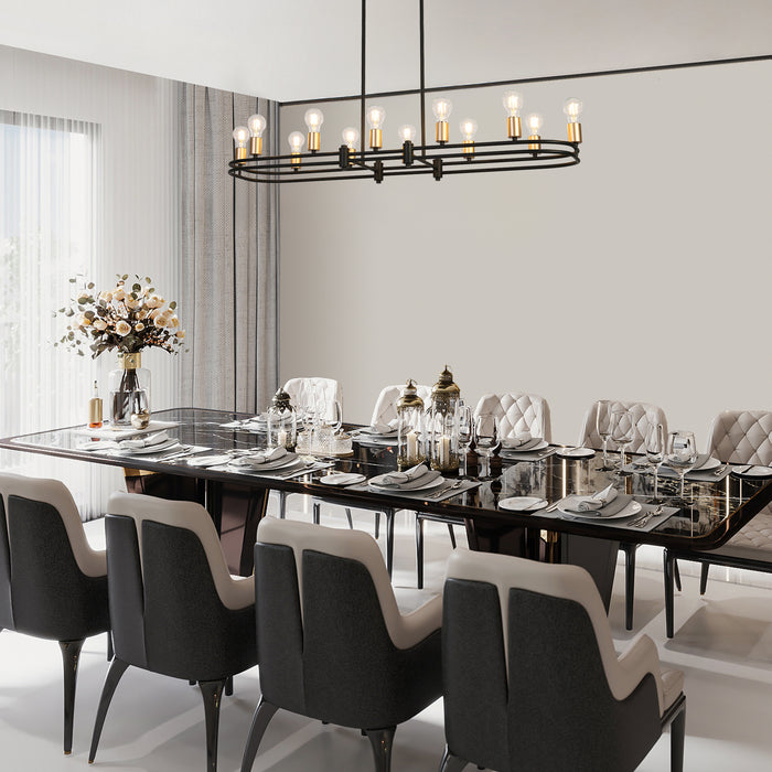 Lumvex 12-Light Black and Gold Island Light