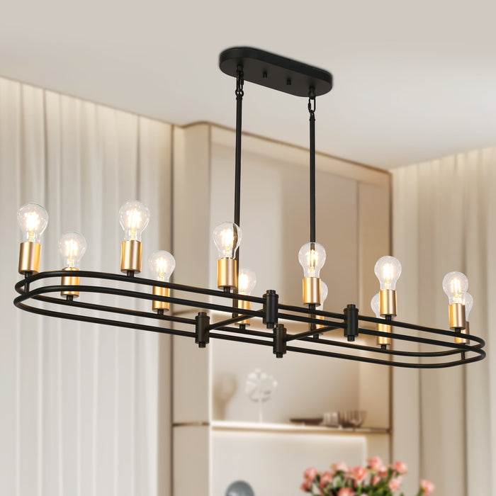 Lumvex 12-Light Black and Gold Island Light