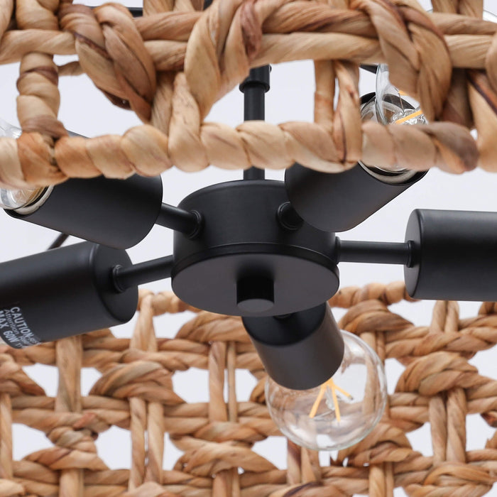 Meyrith 5-Light Wood and Rattan Chandelier