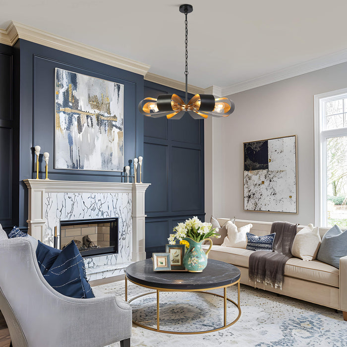 Matolls 8-Light Black and Gold Chandelier