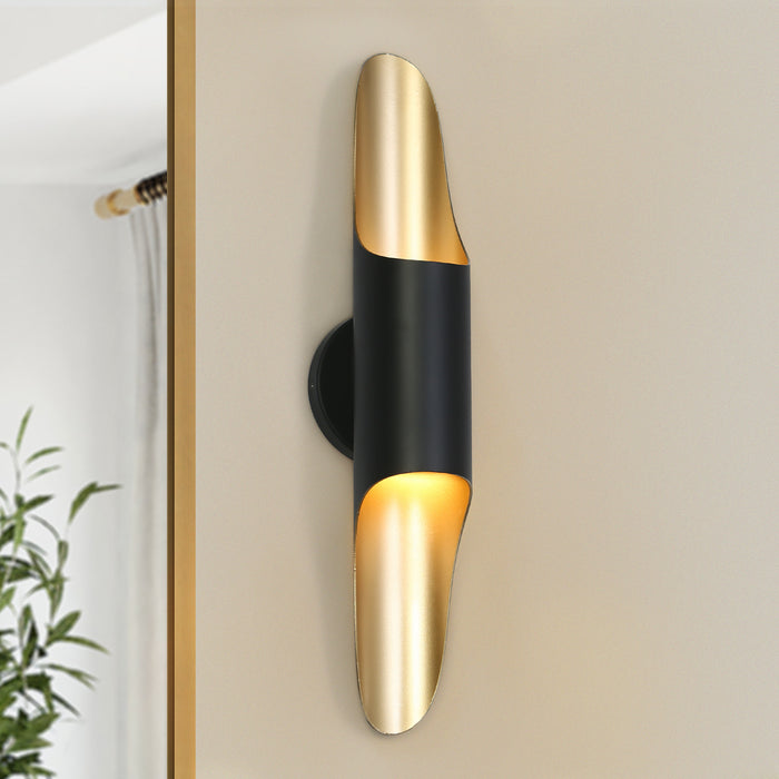 Serolyn 2-Light Black and Gold Wall Sconce