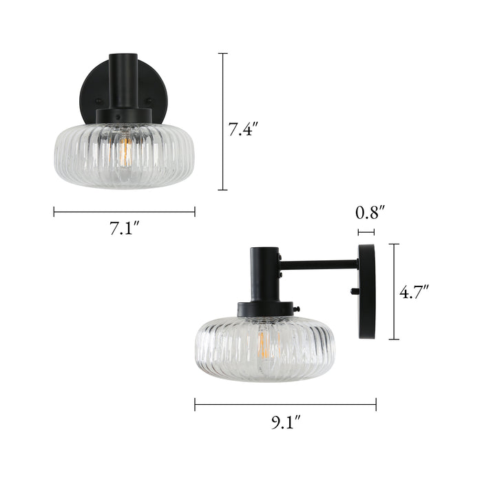 Melora 1-Light Black Globe Textured Glass Wall Sconce