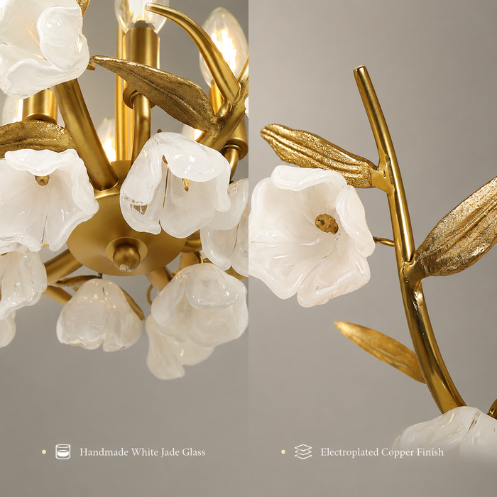 Navora 6-Light Brass Floral Chandelier with Opal Glass