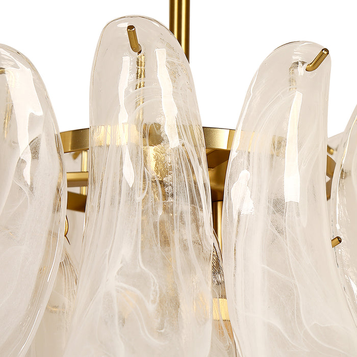 Elyra 4-Light Brass Tiered Chandelier with Cloud Glass Shade