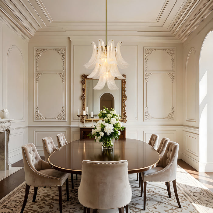 Elyra 4-Light Brass Tiered Chandelier with Cloud Glass Shade