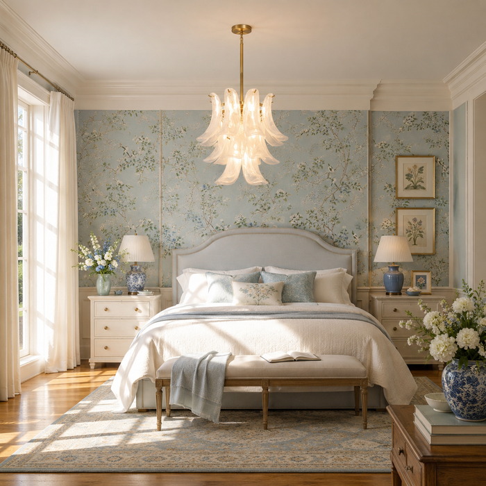 Elyra 4-Light Brass Tiered Chandelier with Cloud Glass Shade