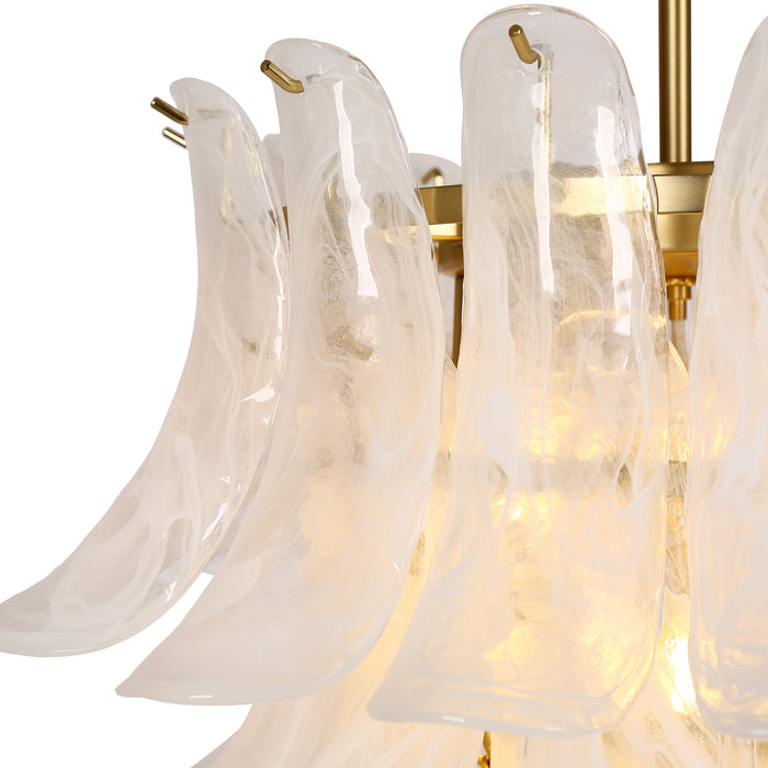 Elyra 12-Light Brass Tiered Chandelier with Cloud Glass Shade
