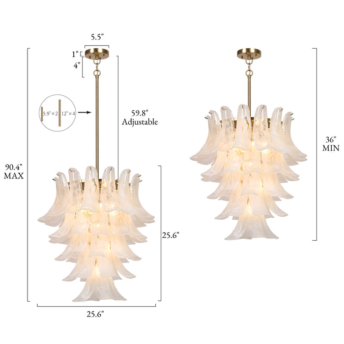 Elyra 12-Light Brass Tiered Chandelier with Cloud Glass Shade