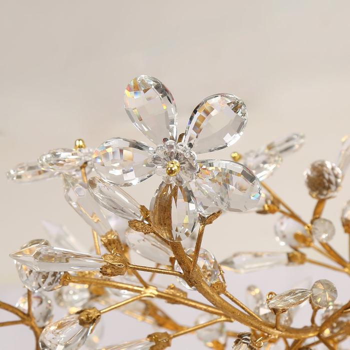 Viora 8-Light Gold Floral Crystal Chandelier with Gold Leaf Accents