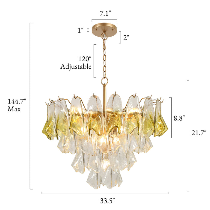 Novella 17-Light Gold Empire Tiered Chandelier with Glass Shade