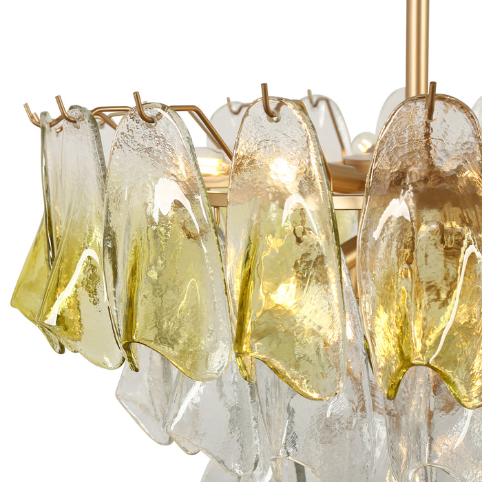 Novella 17-Light Gold Empire Tiered Chandelier with Glass Shade