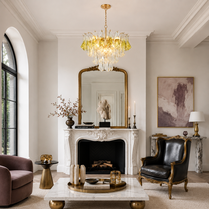 Novella 17-Light Gold Empire Tiered Chandelier with Glass Shade